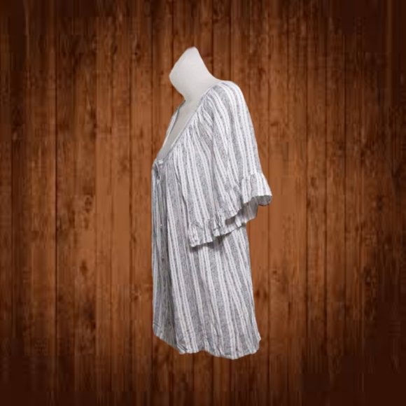 Adrienne Vittadini womens top size XL raglan sleeves white n black stripes nwt - Picture 2 of 15